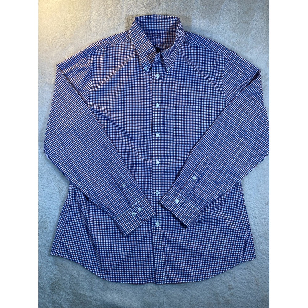 Brooks Brothers Regent Mini Check Button Down Sport Shirt in Blue & Red SZ L